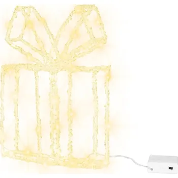 Vánoční dekorace Dekorace MagicHome Vánoce, dárek, akryl, 80xLED teplá bílá, 21x5x28 cm, 2xAA