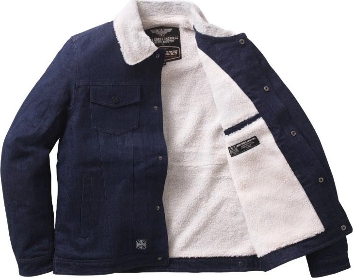 West Coast Choppers Bunda sherpa lined Denim jacket Modrá L
