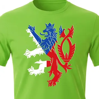 Pánské tričko Tričko Česká republika Lev a vlajka - velikost 146, Barva Zelená