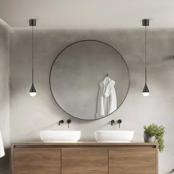 Závěsné světlo Helestra LED DUC, černé, IP44, Ø 7 cm černá LED 9 W celkem - Doprava zdarma