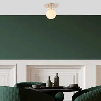 Opviq Stropní světlo Well, zlatá, sklo, Ø 20 cm, E14 - Stínidlo na lampu - Ø 15 cm zlatá, bílá 1 x 40 W - Doprava zdarma