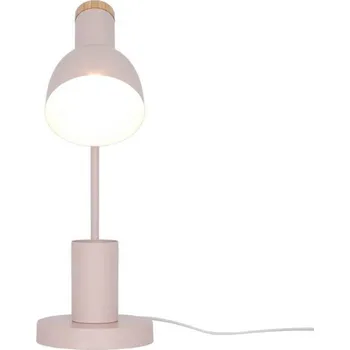Lampička Nordlux Stolní lampa Devone, prachově růžová, výška 43 cm, kov - Délka kabelu s konektorem 150 cm; Ø základna 15 cm; stínidlo na lampu – délka 16,4 cm, Ø 12 cm růžová, světlé dřevo 1 x 15 W - Doprava zdarma