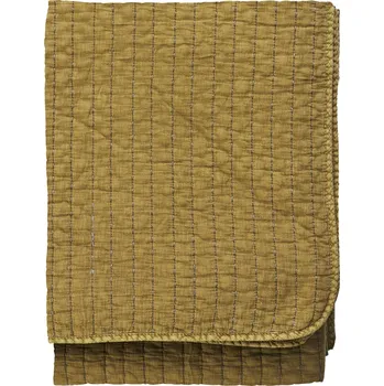Přehoz na lůžko MADAM STOLTZ Prošívaný přehoz Mustard gold / Grey 130 × 180 cm