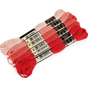 Příze Příze vyšívací typ mouline AIRO sada odstínů 6 ks/8 m, barva 4 červená