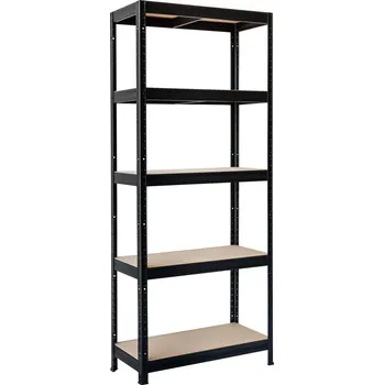 Dílenský regál Akce - Kovový regál Biedrax 60 x 90 x 180 cm, černý - 5 polic MDF