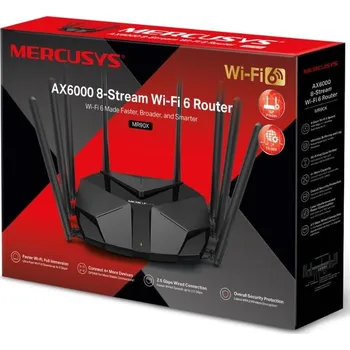 TP-LINK MERCUSYS MR90X - AX6000 WiFi 6 router dual AP/WiFi router, 3x GLAN, 1x GWAN/ 574Mbps 2,4/ 2402Mbps 5GHz MR90X