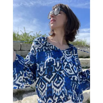 Dámská halenka Halenka Kyra Vera modro bílý ikatový vzor Velikost: 38