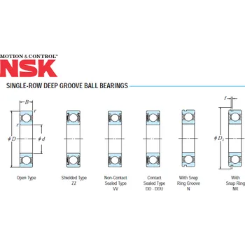 Jednořadá kuličková ložiska 6004,6005,6006 NSK Typ: 6004CM NSK 20 x 42 x 12 single-row deep groove ball bearing