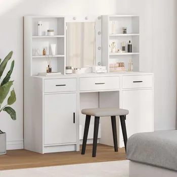 Toaletní stolek Sada toaletního stolu se zásuvkou 3 pcs Bílá 50 x 41 x 135 cm Bílá3334290