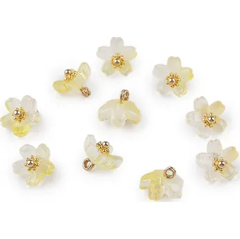Korálek Plastové korálky / přívěsky květ k výrobě bižuterie a přívěsků Ø10 mm, barva 2 krémová světlá