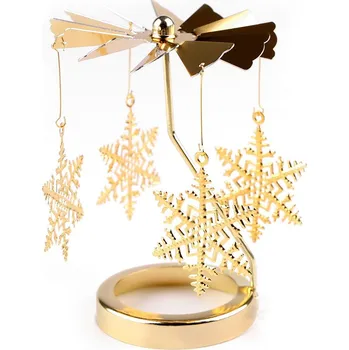 Vánoční dekorace Prima-obchod Otočný vánoční svícen / kolotoč 5 zlatá vločka