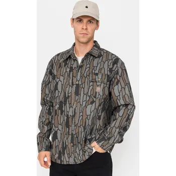 Pánská košile Brixton Builders Stretch Overshirt (bark camo) XL, hnědá