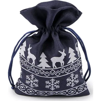 Vánoce Vánoční dárkový pytlík 10x15 cm, barva 4 modrá tmavá