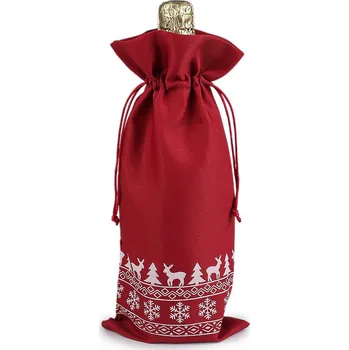 Vánoční dekorace Vánoční dárkový pytlík na láhev 15x32 cm, barva 2 červená tmavá