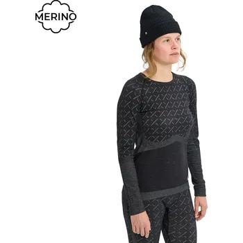 Tričko Burton Wms [ak] Slokar Merino Crew true black/grey cloud L 2026 - Odesíláme do 24 hodin