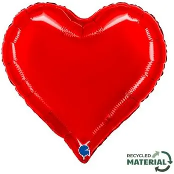 Balónek Srdce lesklé červené 18"/46cm fóliový balónek nafukovací