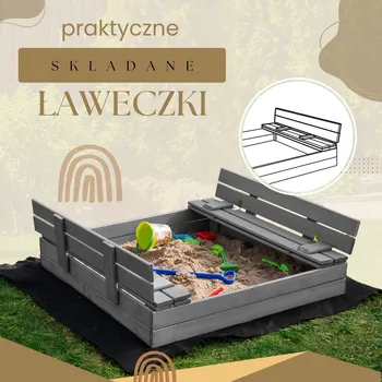 Pískoviště Springos SBP120SET01X PRÉMIOVÉ DŘEVĚNÉ PÍSKOVIŠTĚ 120 X 120 CM SET