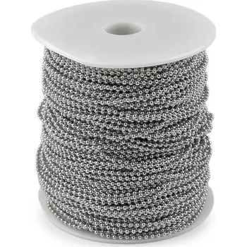 Kuličkový řetízek z nerezové oceli pro výrobu bižuterie metráž Ø2 mm, barva platina