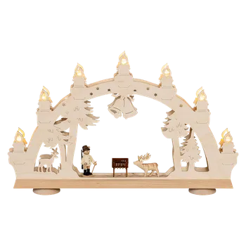 Vánoční dekorace Elektrický svícen 3D myslivec, napájení: síťové, 7 svíček, přírodní