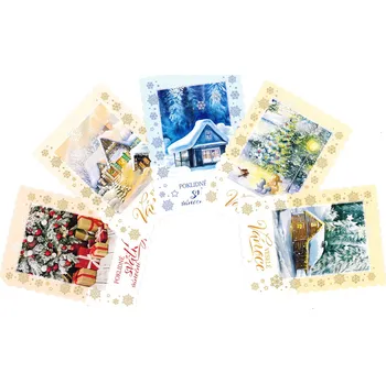 Vánoční pohlednice s brokátem S-437