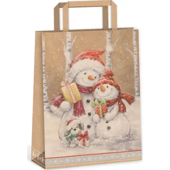 Dárková taška Taška papírová kraft s uchem Sněhuláčci 22x29x11cm 961101