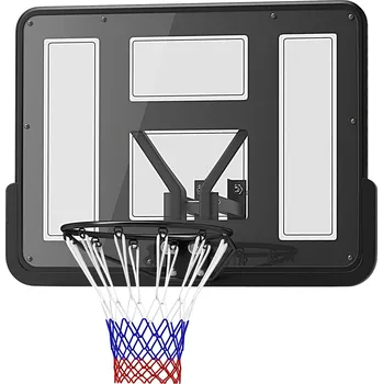Basketbal SPORTNOW Nástěnný basketbalový koš, síť odolná proti roztržení, odolná vůči povětrnostním vlivům, trvanlivá, pro vnitřní i venkovní použití, černá