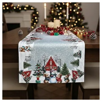ubrus Vánoční ubrus - běhoun na stůl SNOWMANS FRIENDS 40x140 cm Mybesthome (cs, Decora)