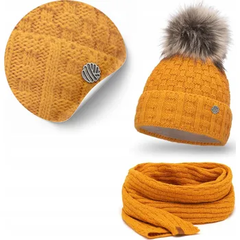 Čepice PaMaMi sada: čepice a šála, univerzální velikost, žlutá