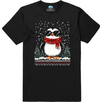 Pánské tričko Pánské tričko Cool Tučňák ve Sněhu (Velikost: S, Barva: Černá)