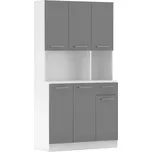 Šestidveřový kredenc, bílá/grafit, PELION NEW