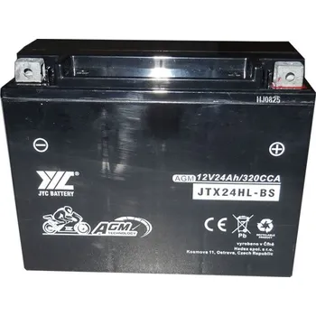 Auto-moto baterie Pb akumulátor JYC JTX24HL-BS AGM pro motocykly 12V/24Ah pravý