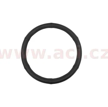 Autodíl nasazovací potah volantu průměr 44-46 cm, (černá kůže na pryžovém podkladu, černé prošití)