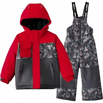 dívčí zimní kombinéza SMONTY Dětská dvoudílná lyžařská kombinéza černo-červená XS