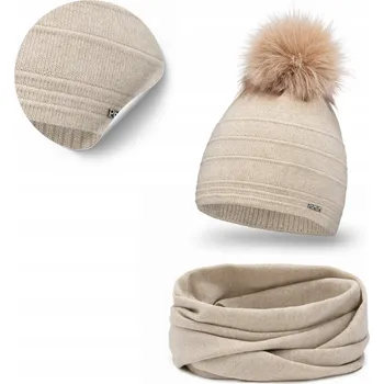 Čepice PaMaMi sada: čepice a nákrčník (rolák) univerzální velikost, béžová
