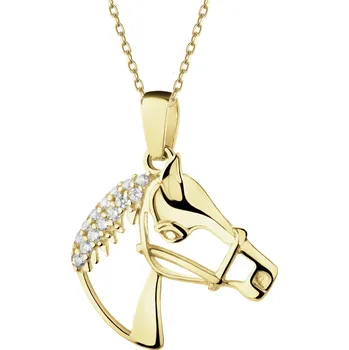 Přívěsek Zlatý přívěsek se zirkony - kůň - AP543-4920
