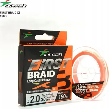 Pletená šňůra Intech First Braid X8 Orange 150m #2.5/0.261mm/36lb/16.33kg