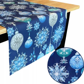 ubrus HouseArtLife Ubrus běhoun na stůl 100% bavlna vzor vánoční koule 125x45 cm