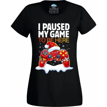 Dámské tričko Vánoční Gamer (Velikost: 4XL, Barva: Černá)