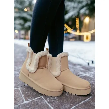 Dámská zimní obuv Sinsay - Kotníkové boty z umělého semiše - béžová - 175FW-08X - 175FW-08X-38