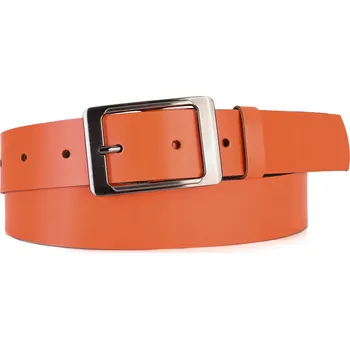 Opasek KOŽENÝ Pásek ke kalhotám 4 cm dámský Široký Pravá kůže ORANŽOVÝ