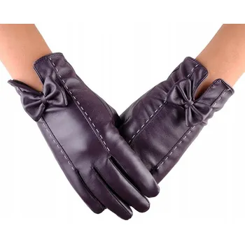 Rukavice Fialové dámské KOŽENÉ rukavice na podzim/zimu stylové elegantní