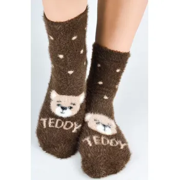 Dámské punčochy Dívčí ponožky Medvídek SP009 - 27-30 / tmavě hnědá