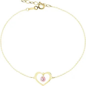 Náramek Zlatý náramek se zirkonem - srdce - AP543-3980