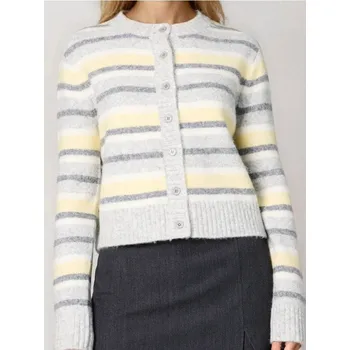 Dámský svetr Sinsay - Pruhovaný kardigan - šedá - 415FJ-9MM - 415FJ-9MM-S