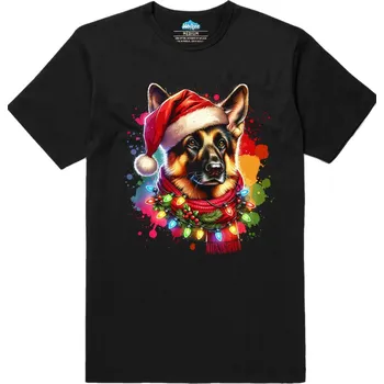 Pánské tričko Pánské tričko Vánoční ovčák v Santa Čepici (Velikost: XL, Barva: Černá)