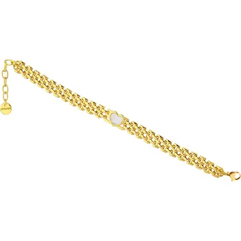 Náramek Pozlacený náramek z mosazi s perletí - srdce - AR543-3562