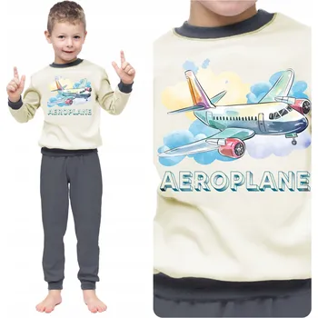 Chlapecké oblečení CHLAPECKÉ PYŽAMO BAVLNĚNÉ DLOUHÝ RUKÁV POTISK LETADLO BAREVNÉ VOLNÉ 104