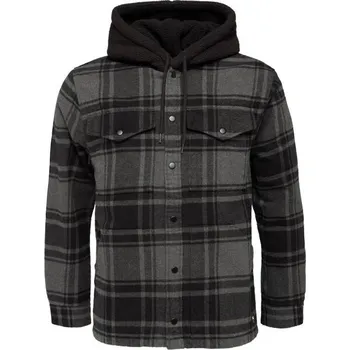 Pánská bunda Vans PIEDMONT HOODED PLAID SHACKET S Černá, Šedá