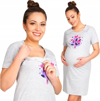 Těhotenské noční prádlo Šaty NOČNÍ do nemocnice, rozepnuté NA KOJENÍ BAVLNA bavlna, velikost XL