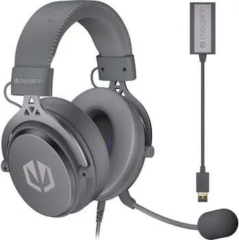Sluchátka Endorfy headset VIRO Plus USB / drátový / s odnímatelným mikrofonem / USB / šedý